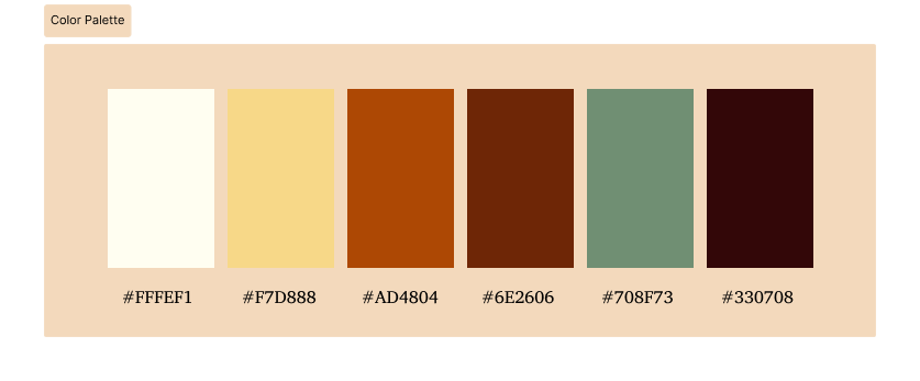 color palette of MaPastry Brand