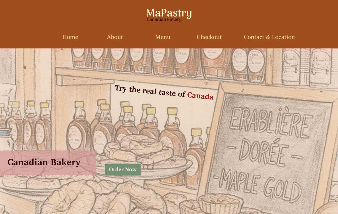 main page of the MaPastry's website